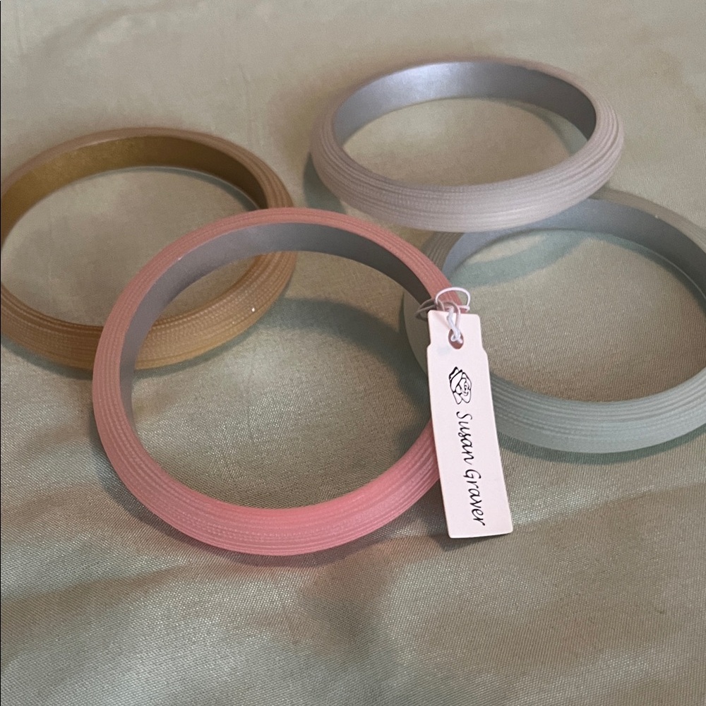 Susan Graver Multi-Tone Bangle Set - Pink, Gold, Silver, Gray